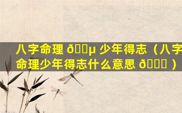 八字命理 🌵 少年得志（八字命理少年得志什么意思 🐋 ）